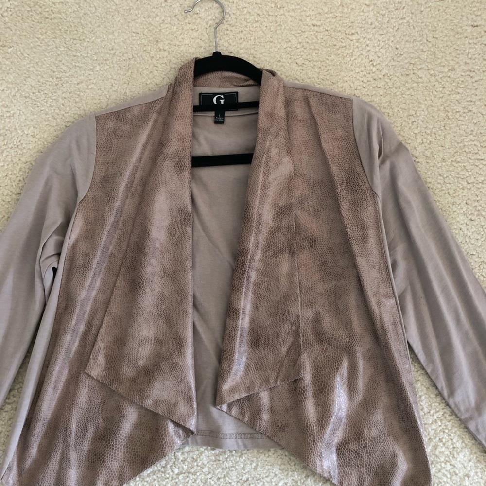 Faux leather flowy short jacket